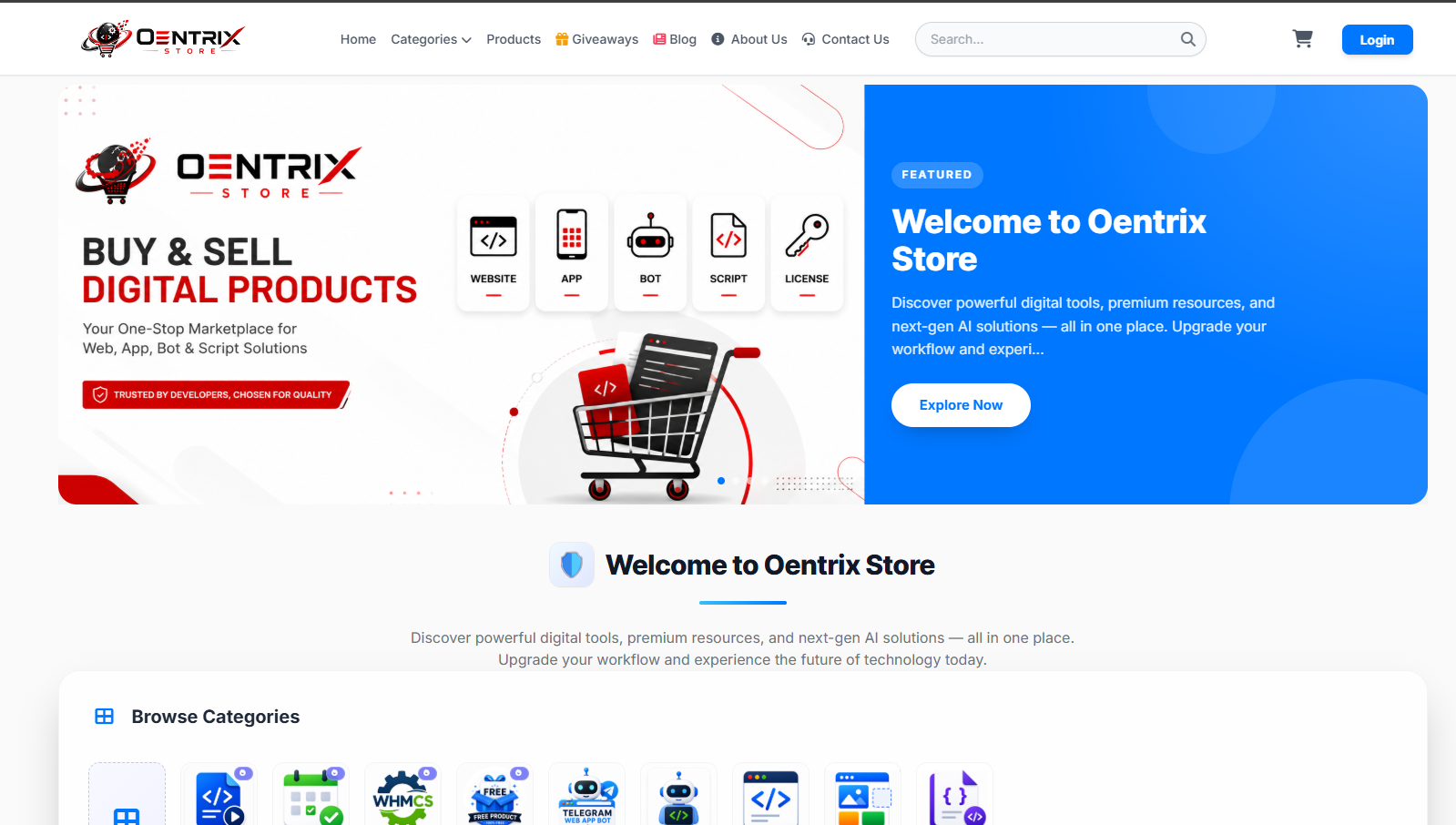 Oentrix Store service — Your Company