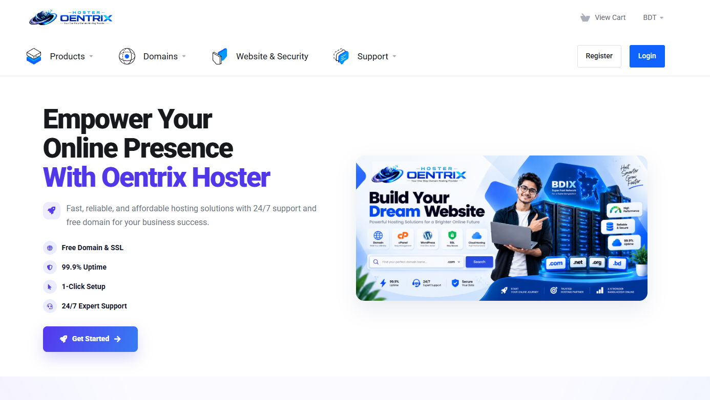 Oentrix Hoster service — Your Company